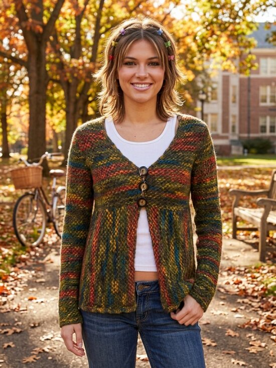 Talbots Sweaters - Vtg Y2k Babydoll Coquette Whimsigoth Open Cardigan Forest Fairy